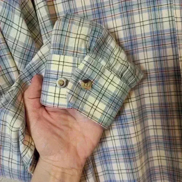 L.L. Bean Men's button down plaid long sleeve blue/red/white Size Large tall fit - Picture 11 of 12